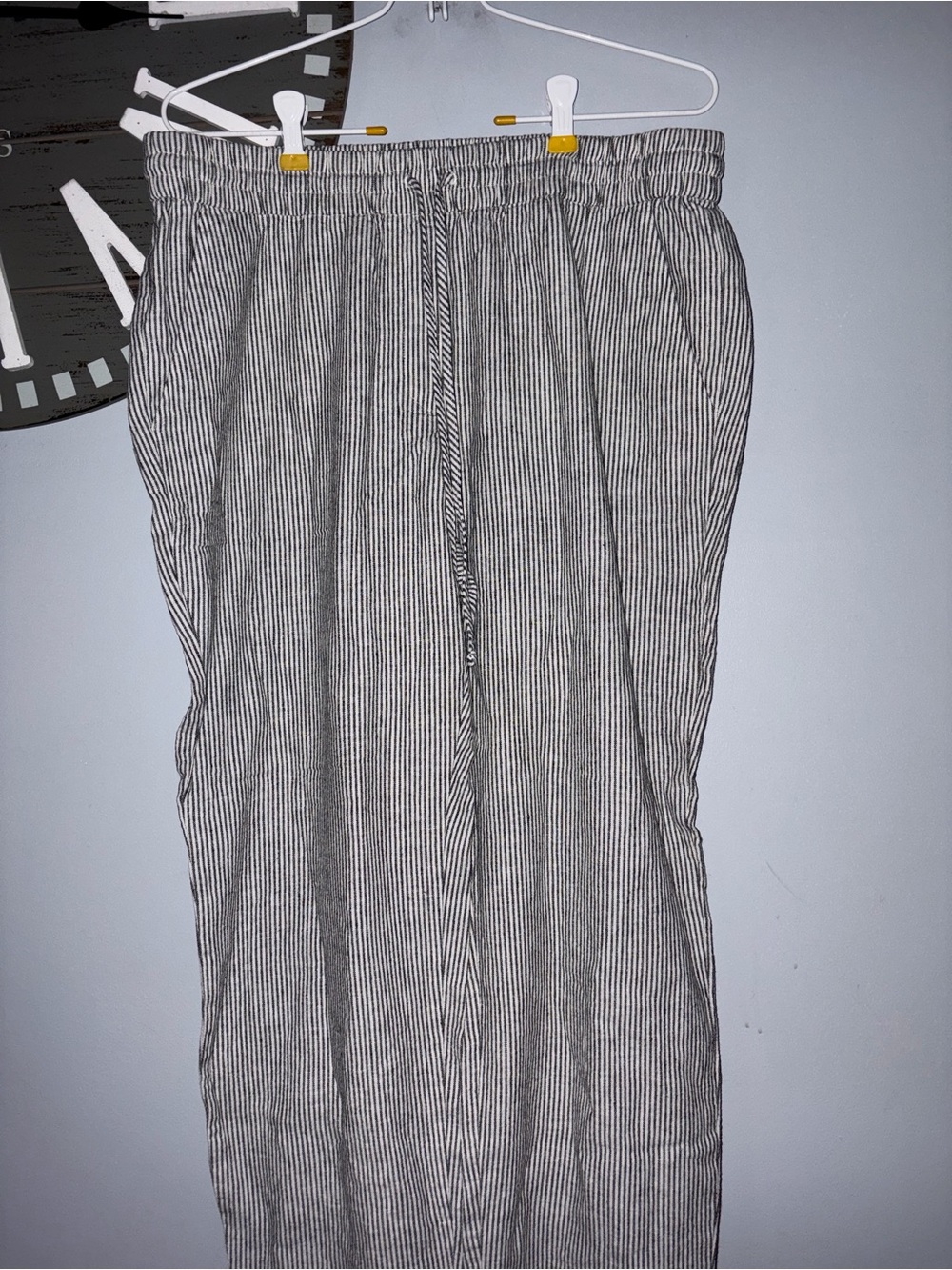 J crew Striped Elastic-Waist linen cotton pants - Gray/White